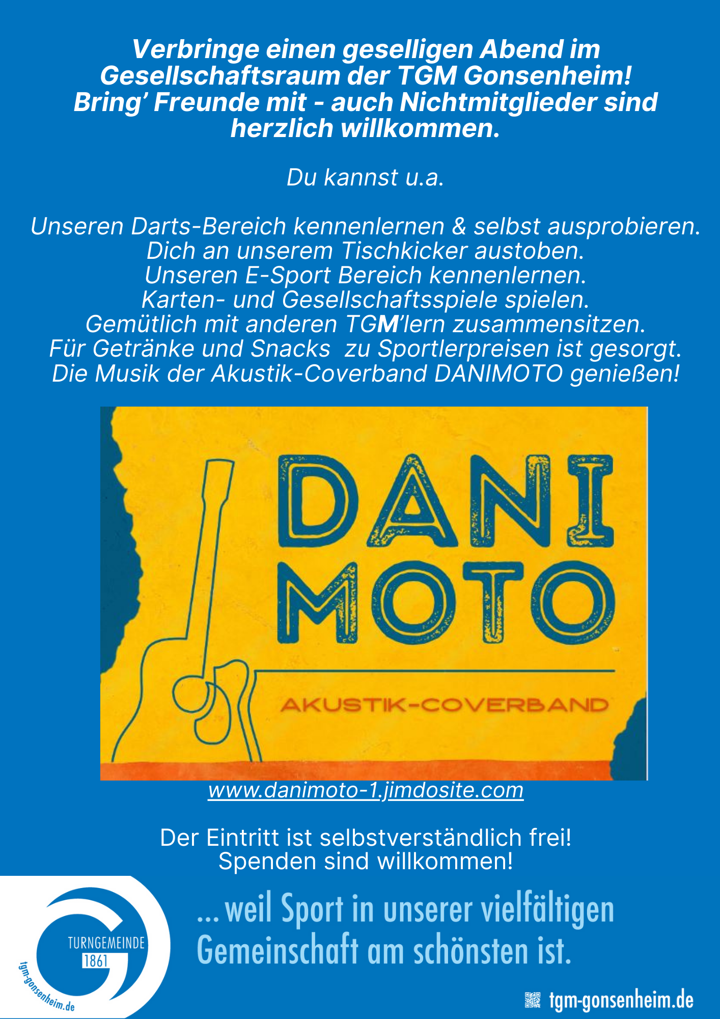 Poster der Akustik-Coverband DANIMOTO mit Programmangeboten