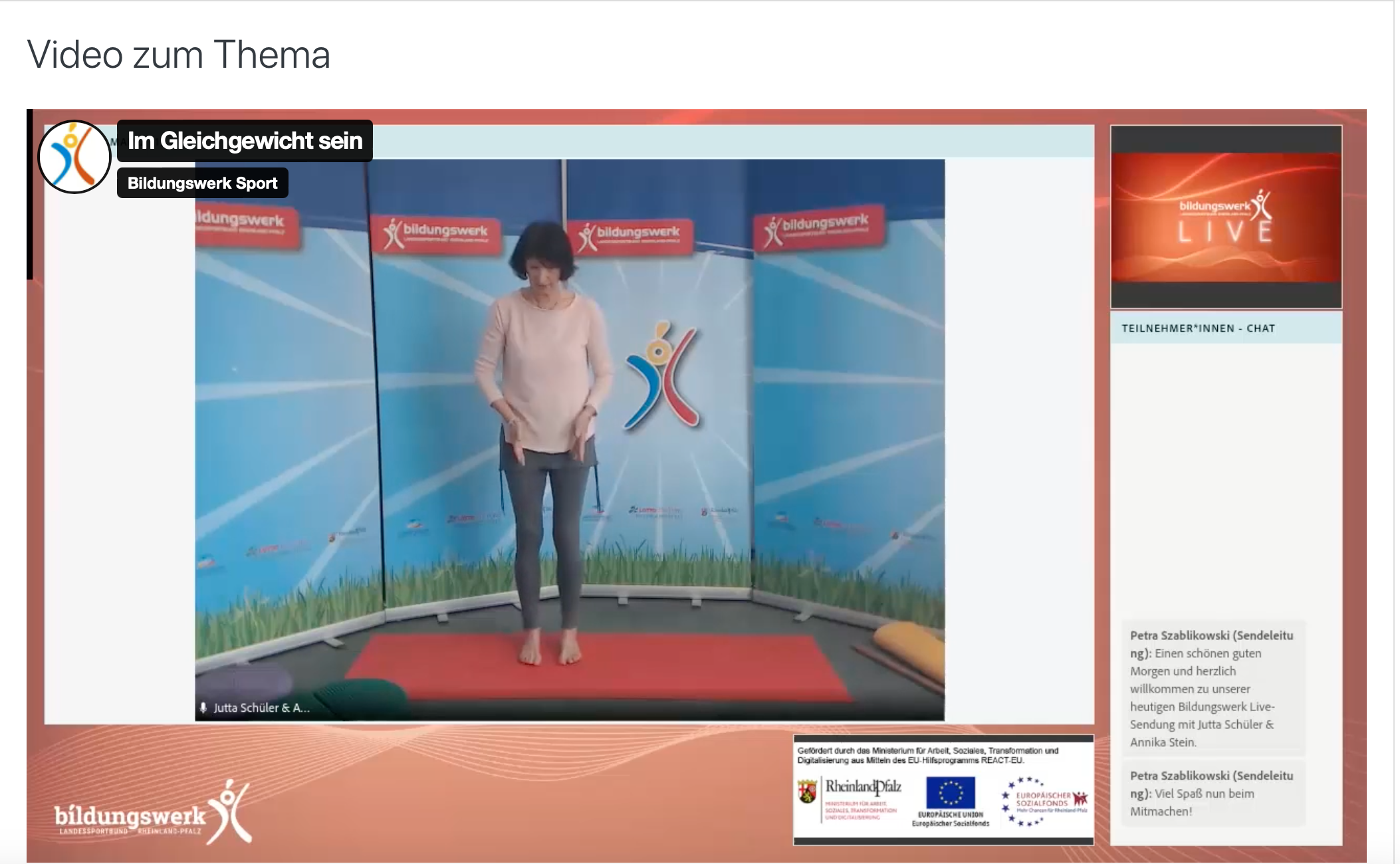 Fortbildung zum Thema Gleichgewicht mit praktischer Übung beim Bildungswerk