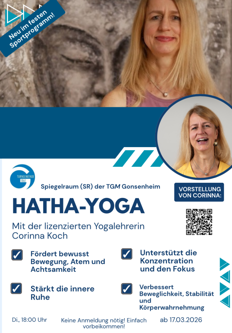 Hatha-Yoga Kurs am 22.03.2026 mit Yogalehrerin Corinna Koch in der TGM Gonsenheim