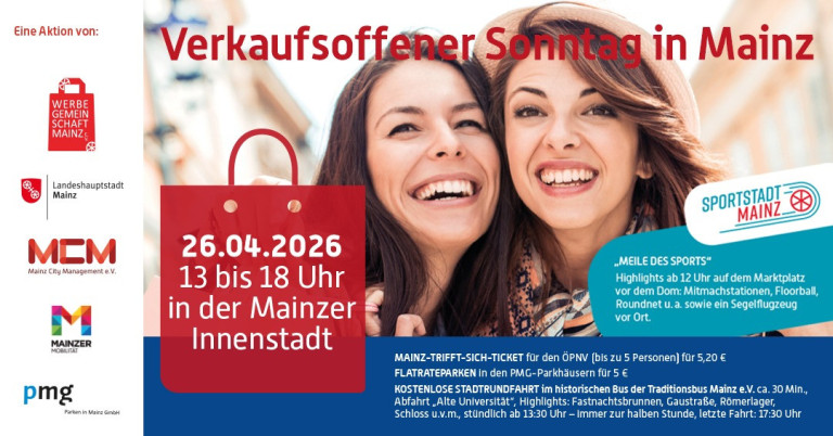 Verkaufsoffener Sonntag am 26.04.2026 in der Mainzer Innenstadt mit Infos zu Öffnungszeiten und Aktionen