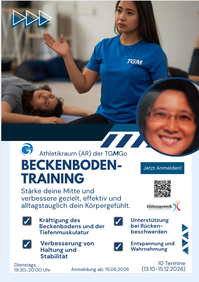 Beckenbodentraining Kurs TGMGo – Kräftigung des Beckenbodens und der Tiefenmuskulatur, Unterstützung bei Rückenschmerzen, jetzt anmelden
