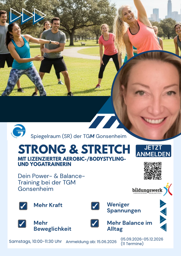 Strong & Stretch Kurs bei der TGM Gonsenheim – Aerobic, Bodystyling und Yoga im Spiegelraum