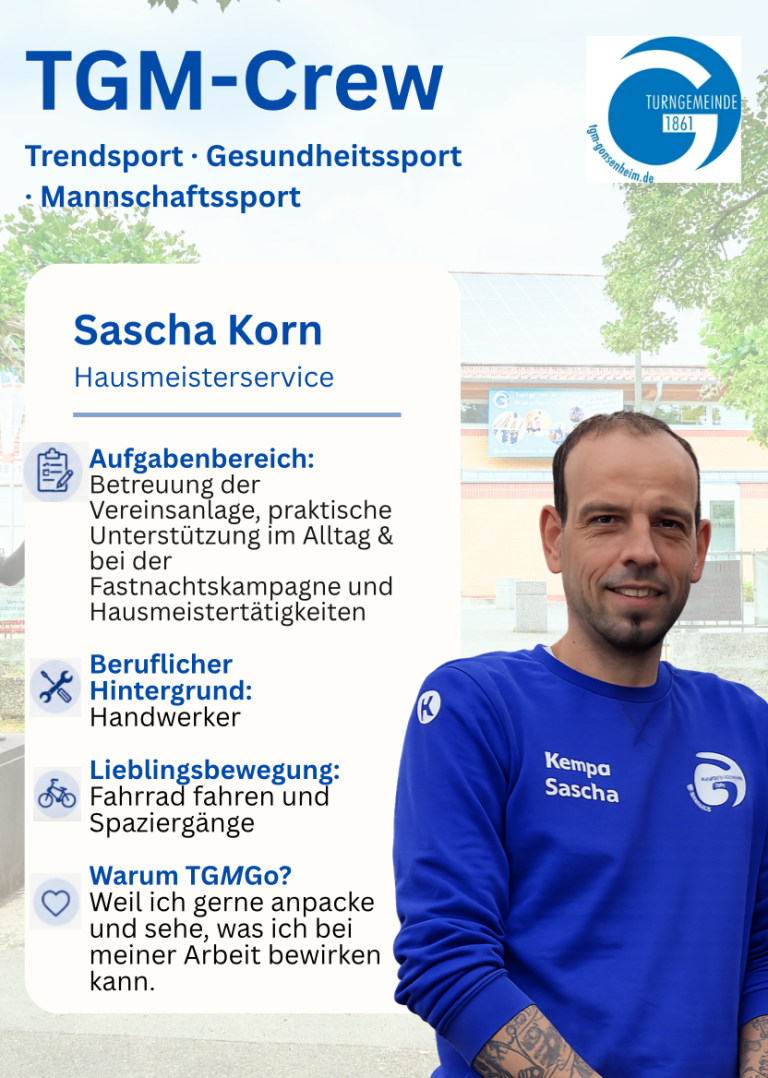 Sascha Korn Steckbrief Hausmeisterservice mit Aufgabenbereich, beruflichem Hintergrund und Lieblingsbewegung