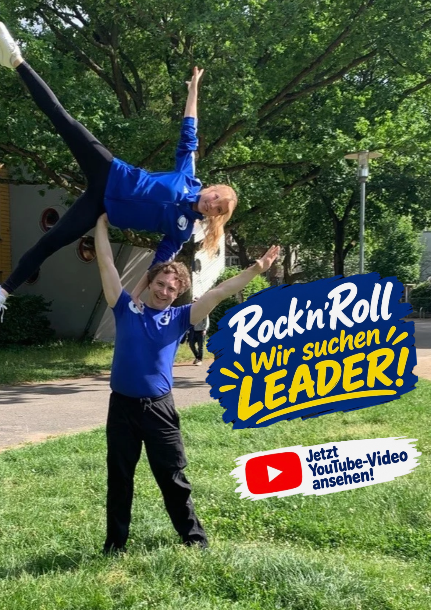 Rock'n'Roll Tanzpaar sucht Leader – Aufruf zur Teilnahme, Mann hebt Frau im Park