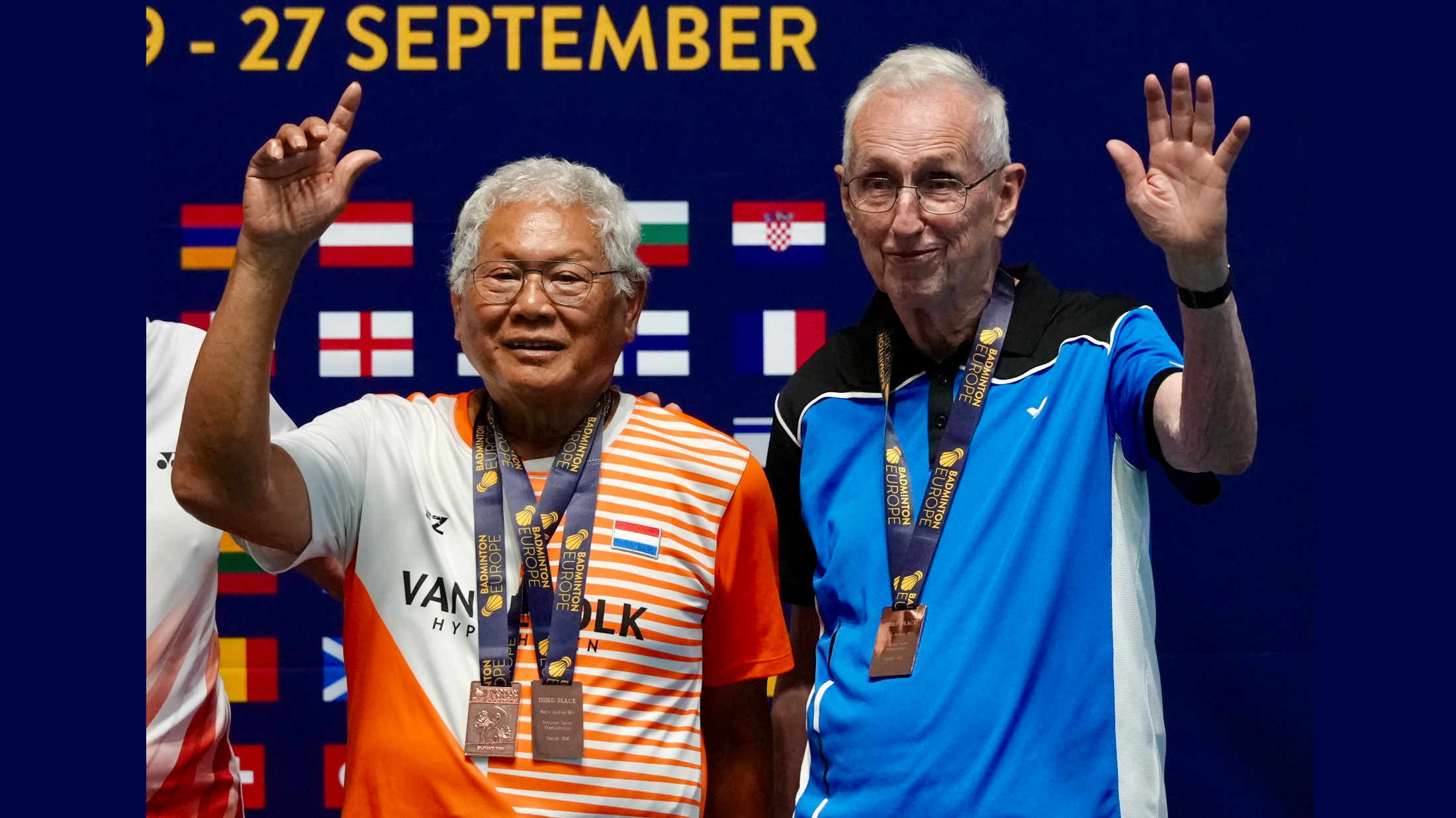 Harald bei der EM – Titelbild mit Medaillengewinnern auf dem Podium