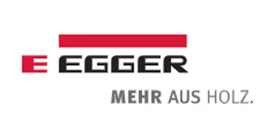 Egger Logo mit rotem Balken und Slogan