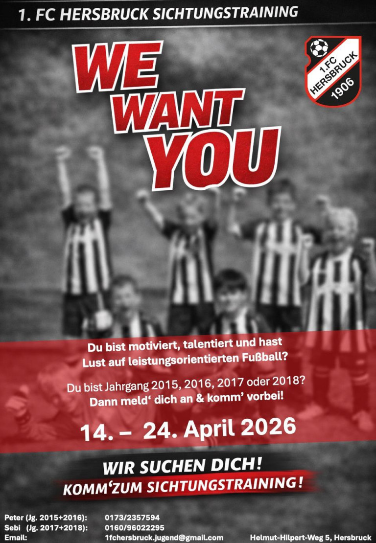 Kinderfußball Mannschaft Werbung Tryout April 2026