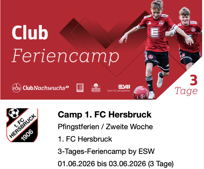 1. FC Hersbruck Feriencamp 2026 Pfingstferien, Kinder beim Fußballspielen im Club-Nachwuchs Camp