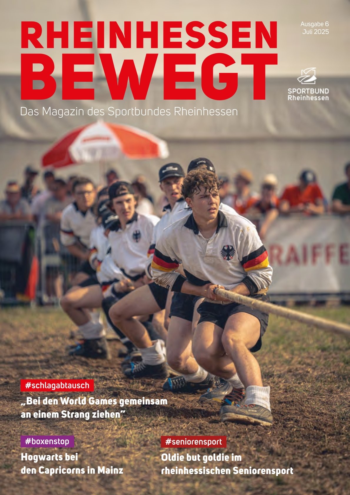 Sportler beim Seilziehen Wettbewerb der World Games, organisiert vom Sportbund Rheinhessen