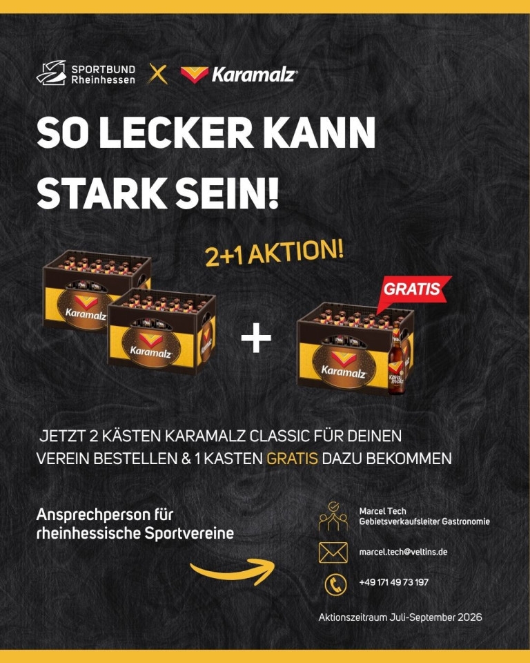 Karamalz 2+1 Aktion beim Sportbund Rheinhessen – jetzt 2 Kästen bestellen und 1 Kasten gratis erhalten