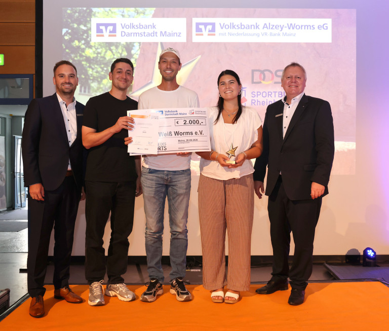 Wei0f Worms e.V. gewinnt Preis und 2.000 Euro bei Scheckfcbergabe am 20.08.2026 in Mainz durch Volksbank Darmstadt Mainz und Volksbank Alzey-Worms eG Preisverleihung an Wei Worms e.V. am 20.08.2026 mit Scheckfcbergabe durch die Volksbank Darmstadt Mainz und Volksbank Alzey-Worms eG
