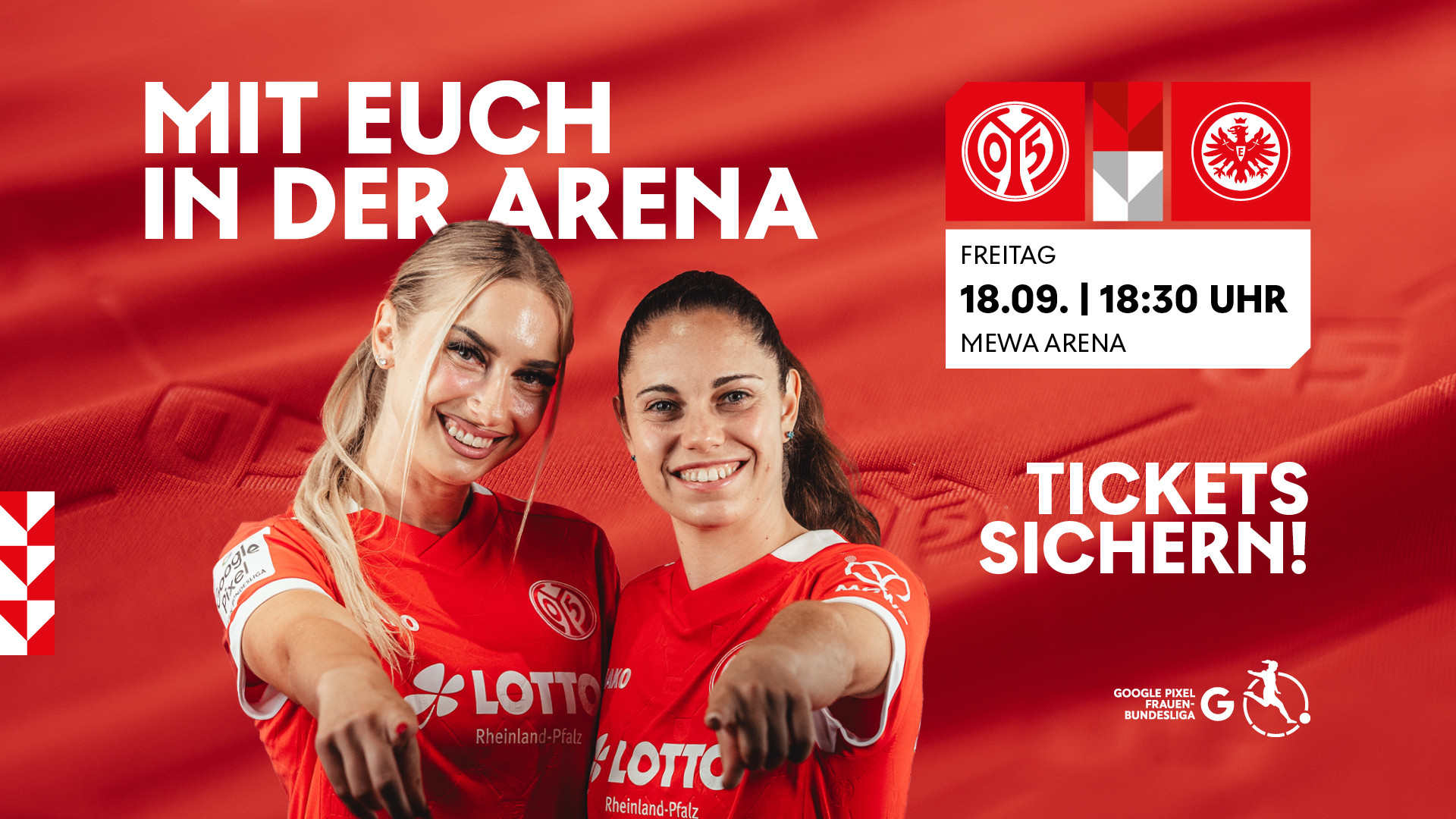 Spieltagsbewerbung Frauenfußball Frankfurt Mainz 05, Ticketverkauf für das Spiel am 18.09. in der MEWA Arena
