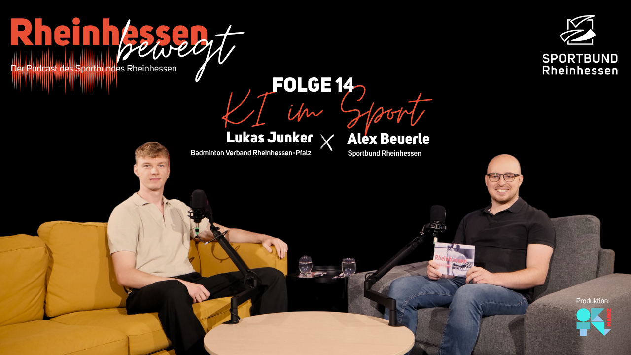 Podcast-Thumbnail YouTube Folge 14: KI im Sport mit Lukas Junker und Alex Beuerle, Rheinhessen bewegt