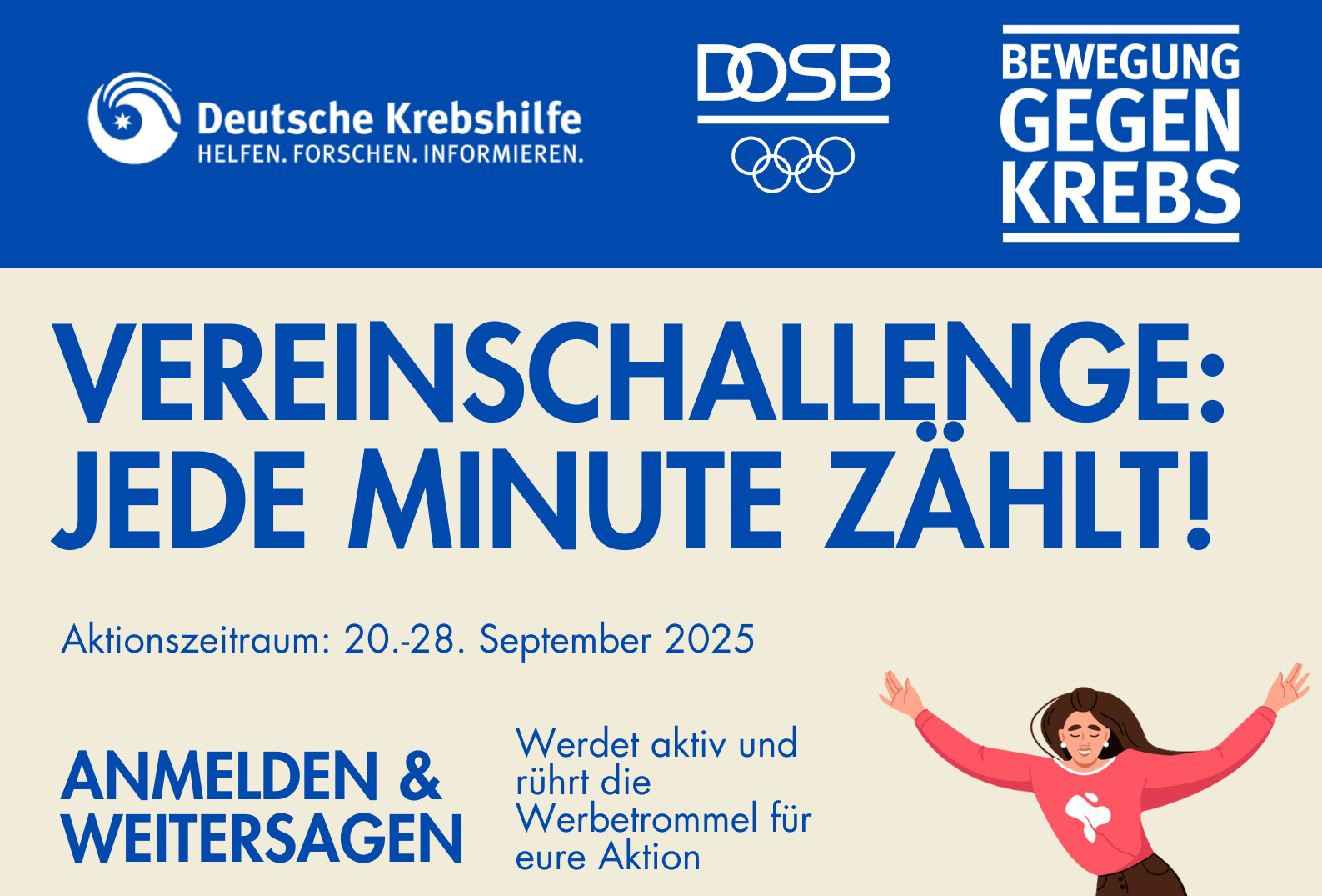 Informationsgrafik zur Deutsche Krebshilfe und DOSB Challenge 2025
