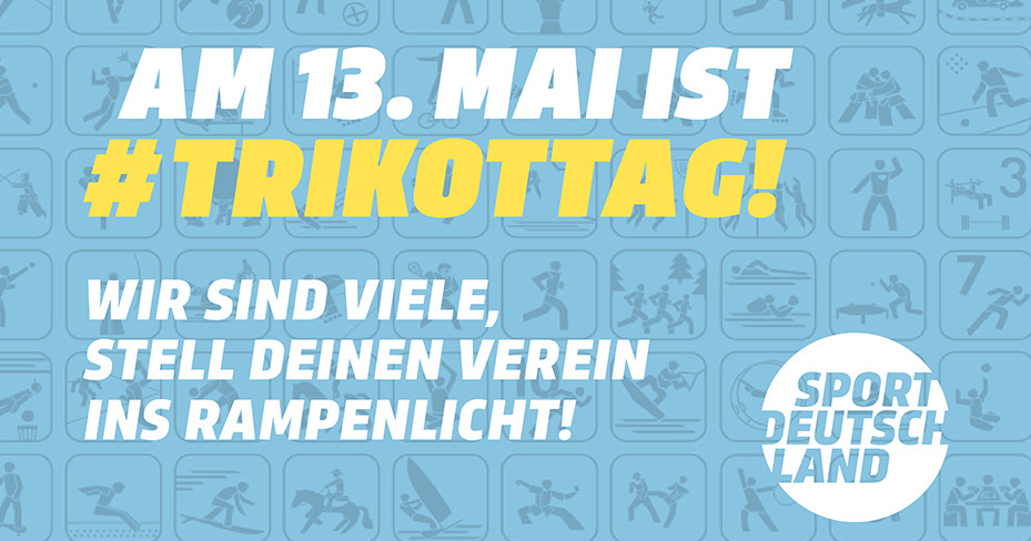 Grafik zum Trikottag am 13. Mai 2026 mit Sportmotiven und Aufruf zur Unterstützung des Vereins