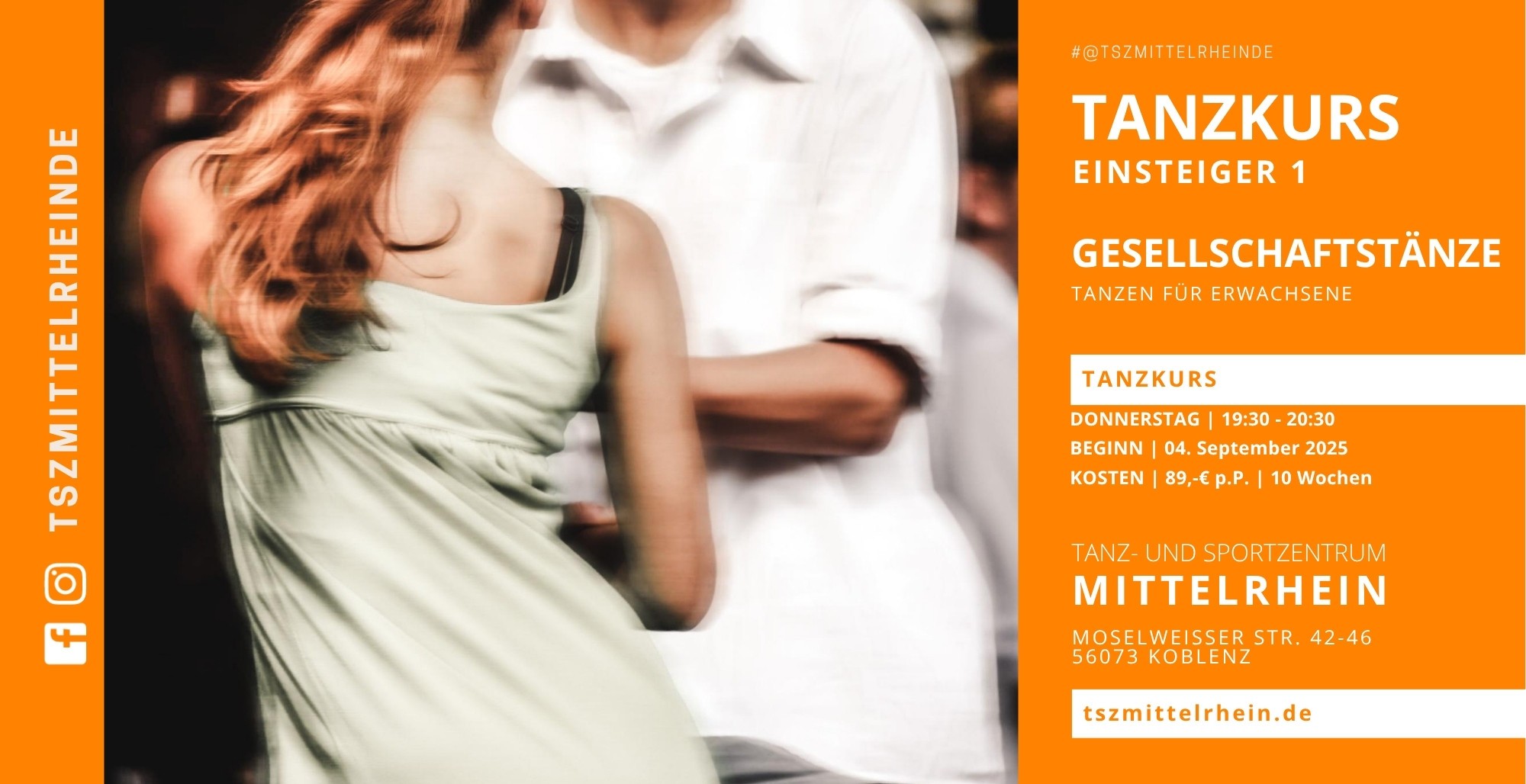 Paar tanzt auf einer Tanzkurs-Einladung