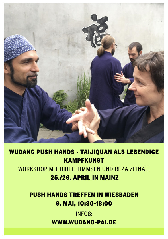 Wudang Push Hands Taijiquan Workshop mit Birte Timmsen und Reza Zeinali am 25./26. April in Mainz, Push Hands Treffen in Wiesbaden
