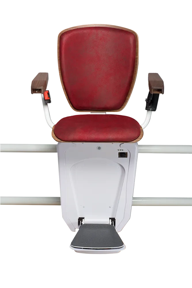 Treppenlift Alpha Exclusive in Burgund-Rot, moderner Sitzlift fr Treppen