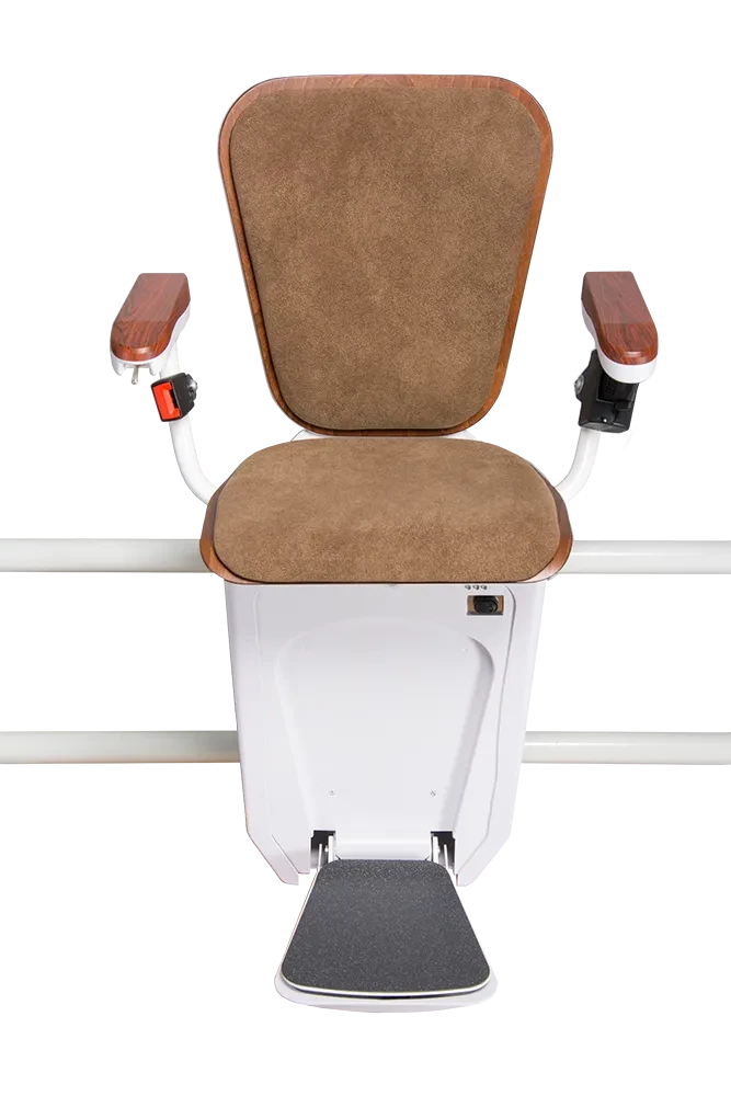 Treppenlift Alpha Premium in kastanienbraun dunkel – moderner Sitzlift fr sicheres Treppensteigen