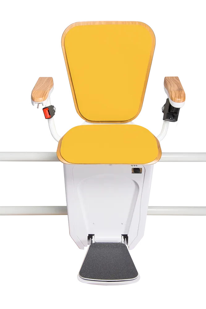 Treppenlift Alpha Premium in Safrangelb, helle Ausführung, Sitzlift für die Treppe