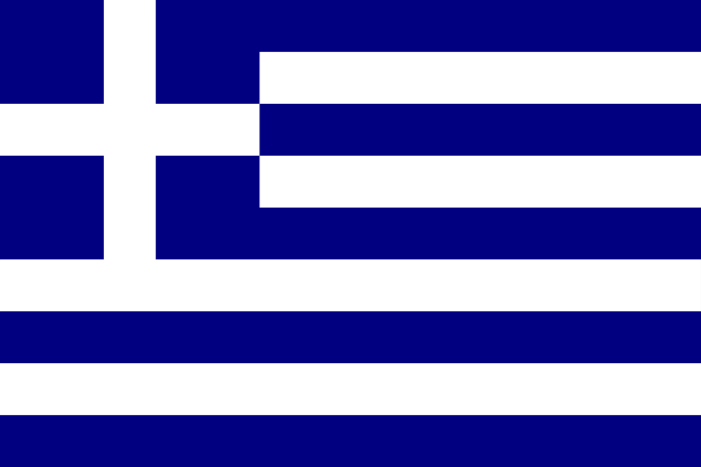 Griechenland Flagge in blau und weiß mit Kreuz und Streifen