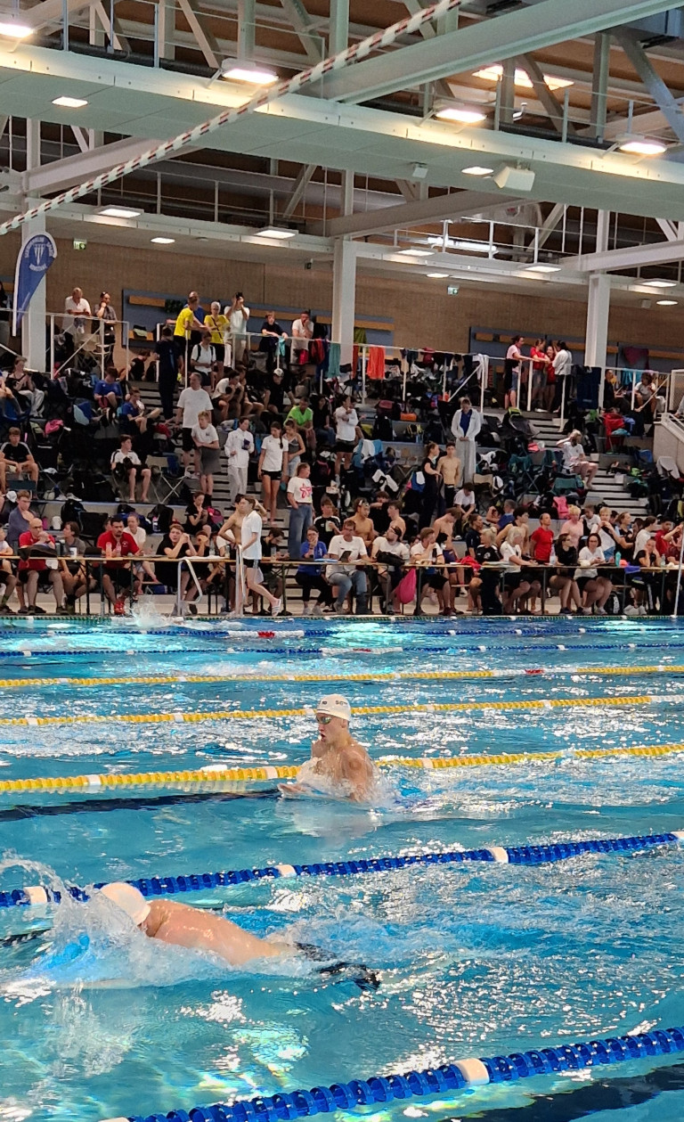 Schwimmwettkampf am 22.05.2026 mit vielen Teilnehmern und Zuschauern in der Schwimmhalle Schwimmwettkampf mit vielen Zuschauern und Schwimmern in einer Schwimmhalle am 22.05.2026