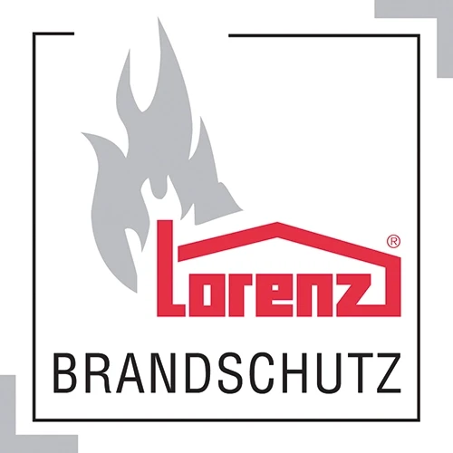 Lorenz Brandschutz Logo – Professioneller Brandschutz Anbieter Logo von Lorenz Brandschutz mit stilisierter Flamme und Hausdach