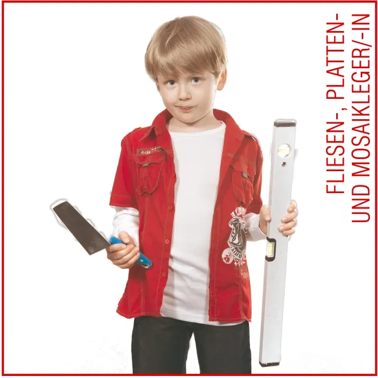 Azubi Fliesen-, Platten- und Mosaikleger mit Werkzeugen