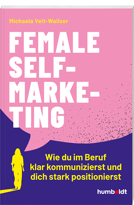 Buchcover von 'Female Self-Marketing' mit pinkem und violettem Design, ISBN 9783842643079