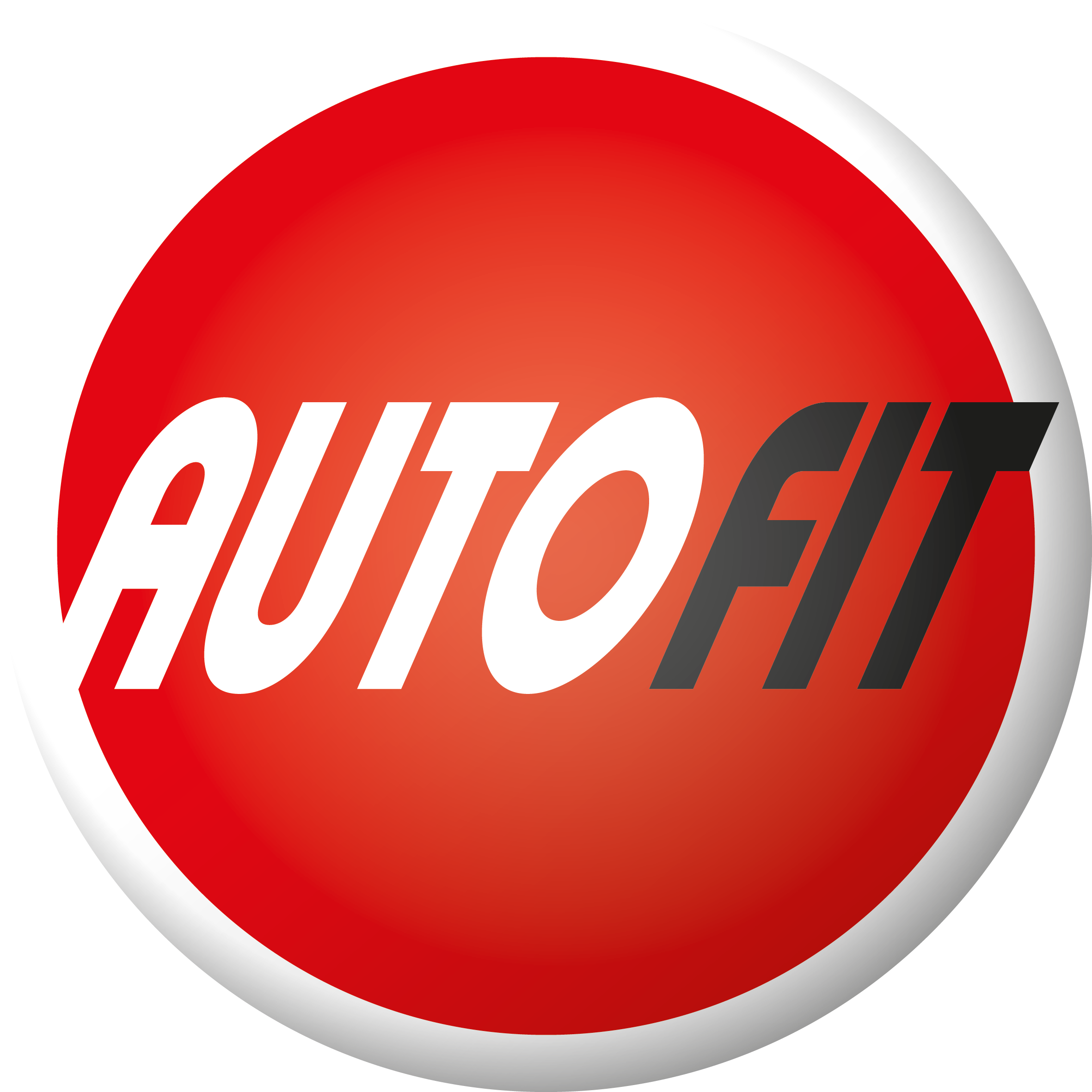 AUTOFIT Logo in 3D Optik, rund, rot-weiß, vierfarbig