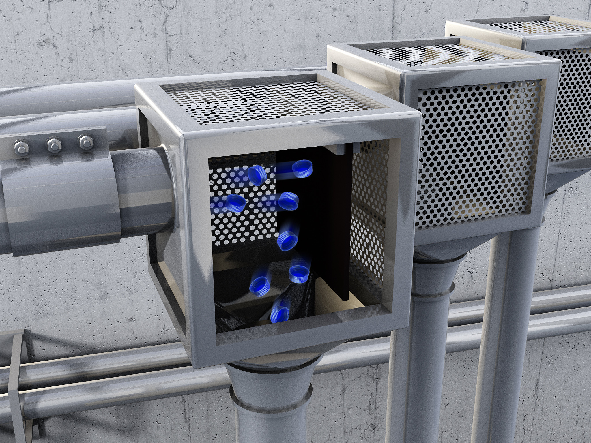 Abscheider in einer Industrieanlage zur Trennung von Partikeln in Rohrleitungen