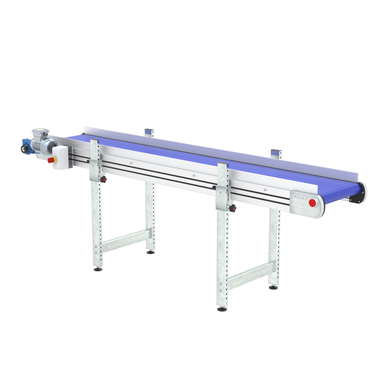 C2100 Horizontalförderband mit blauem Kunststoffgliedergurt für industrielle Anwendungen