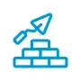 Icon Bauhandwerk Innung mit Maurerkelle und Mauersteinen