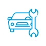 Icon Kraftfahrzeughandwerk Innung – Symbol mit Auto und Schraubenschlüssel