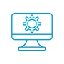 Icon Informationstechnik Innung – Computer mit Zahnrad als Symbol für IT und Technik