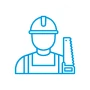 Icon der Tischler-Innung mit Handwerker und Säge
