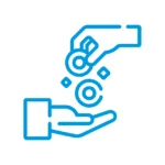 Icon Inkasso: Symbol fcr Inkassodienstleistung mit Hand und Mnzen