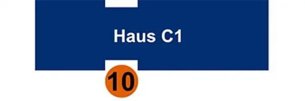 Wegweiser Schild Haus C1 mit der Nummer 10