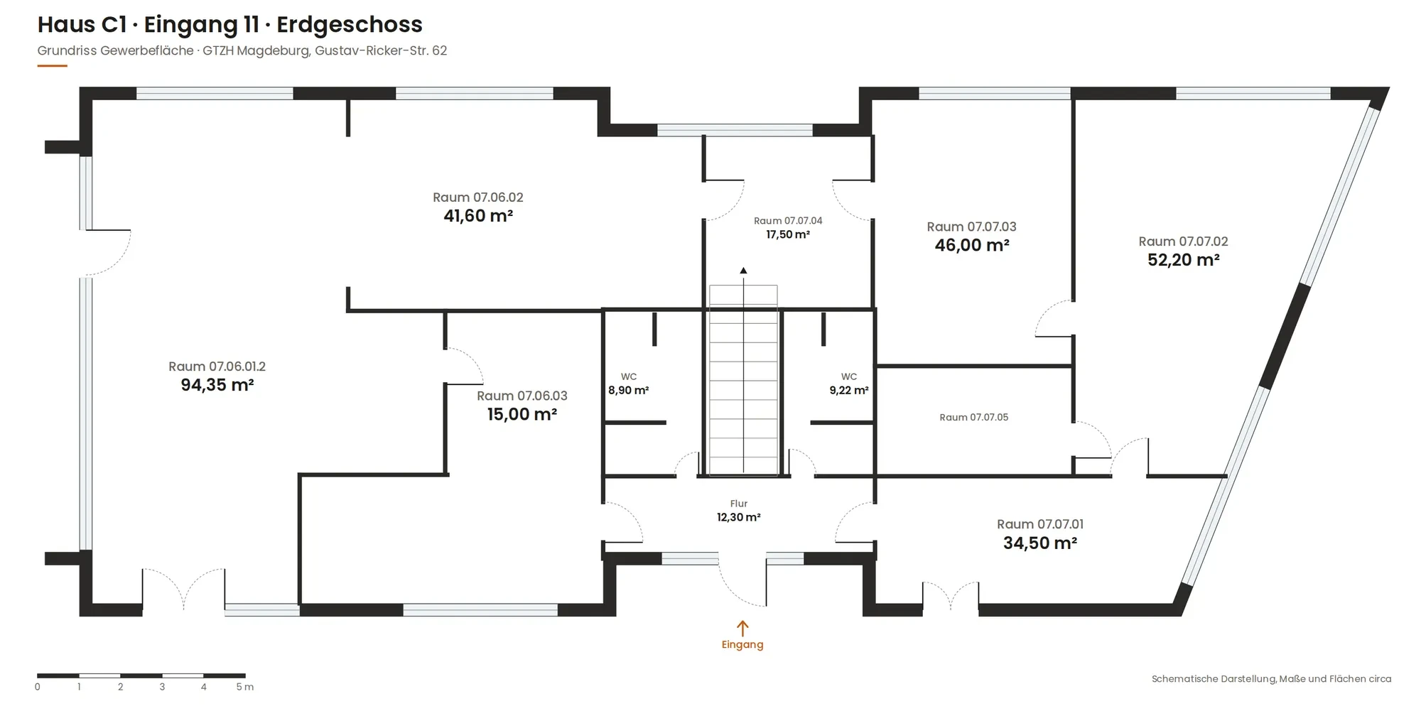 GTZH Grundriss Haus C1 Erdgeschoss – Raumaufteilung und Flächen im Überblick Grundriss Haus C1 Erdgeschoss GTZH – Übersicht der Raumaufteilung mit Flächenangaben