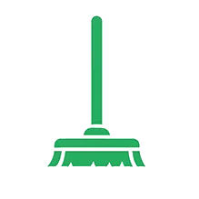 Icon Besen – grünes Symbol für einen Besen