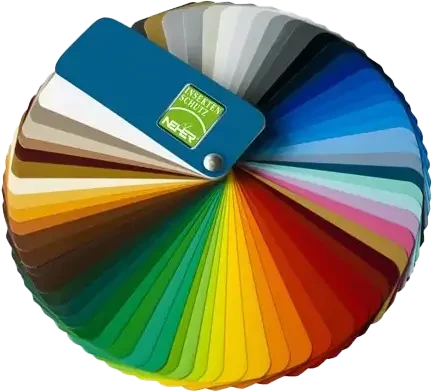 Farbmusterfächer mit verschiedenen Farbtönen zur Designauswahl