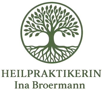 Logo der Heilpraktikerin Ina Broermann mit grünem Baum und Schriftzug
