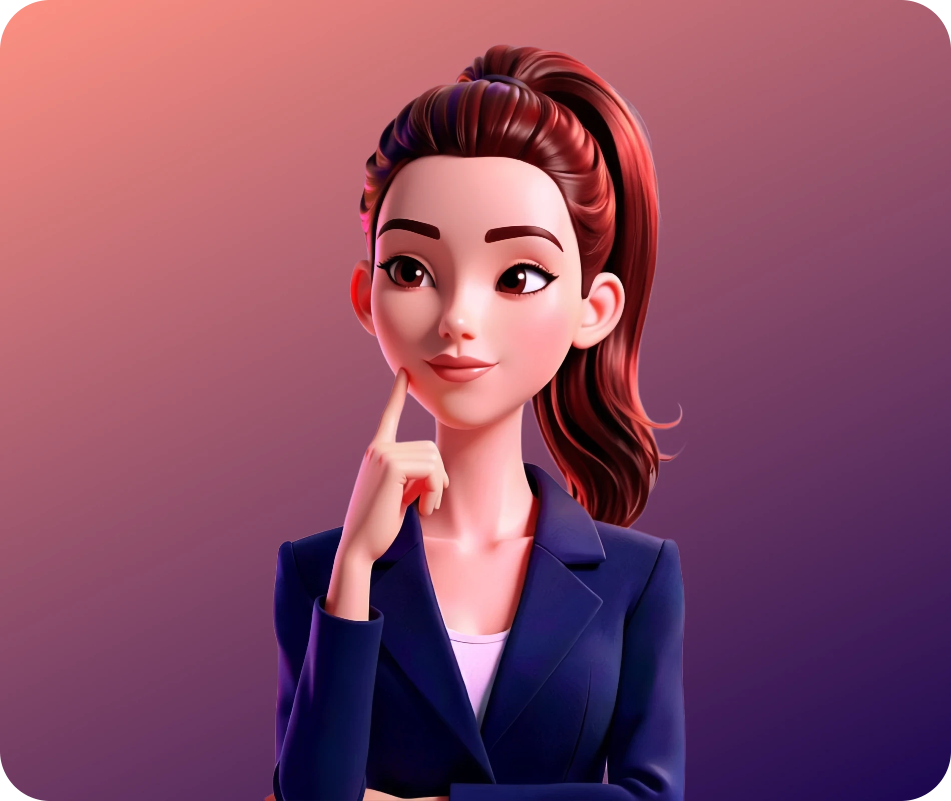 Lisa Avatar Contentbild fr mobile Ansicht, weibliche Figur mit nachdenklicher Pose