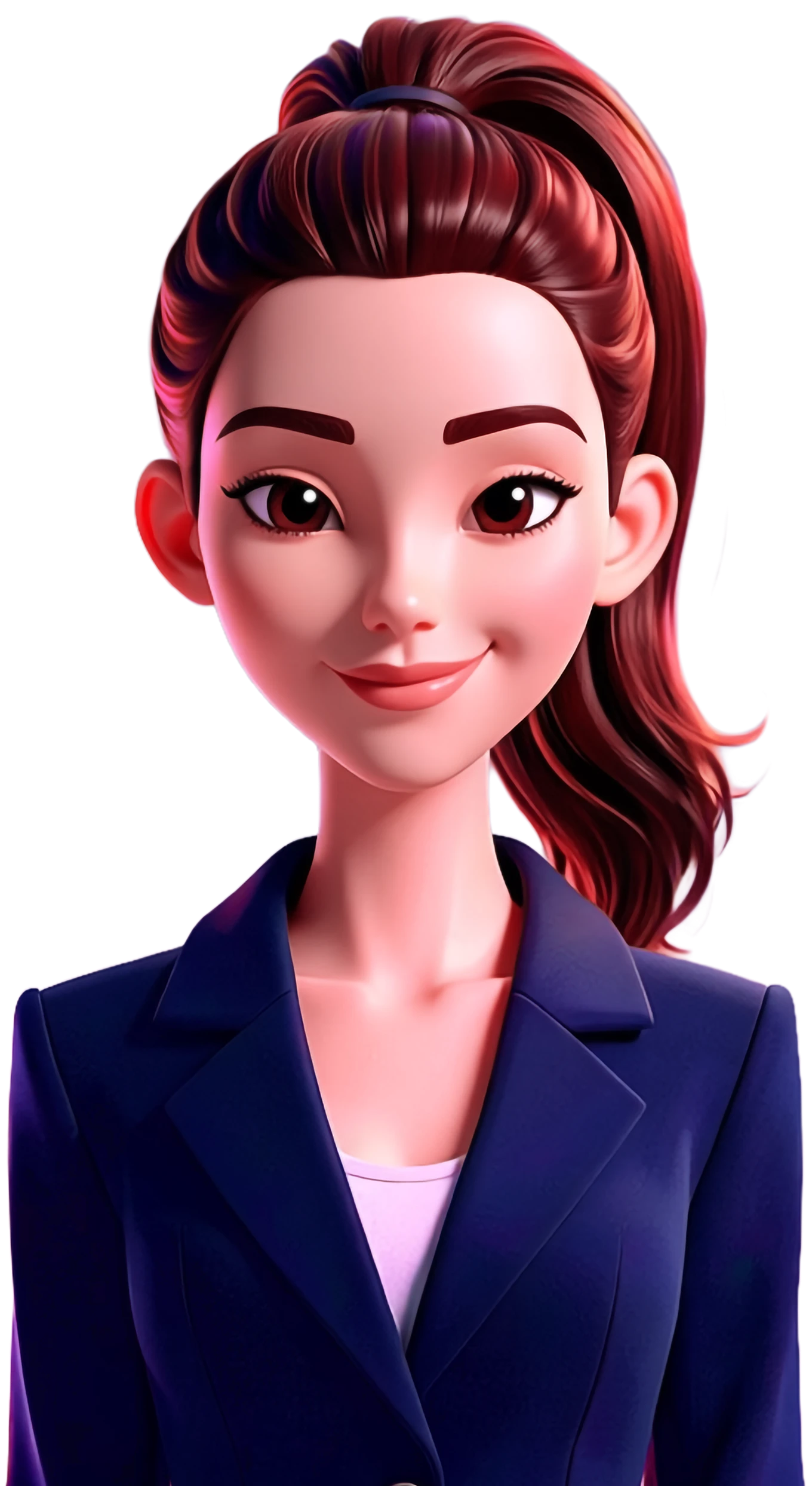 Lisa Avatar als 3D-Illustration mit braunen Haaren und Blazer