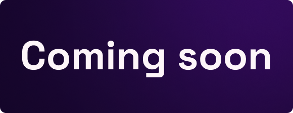 Coming Soon Badge auf lila Hintergrund