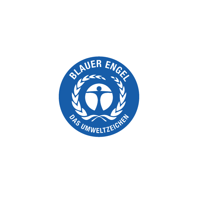 Blauer Engel Umweltzeichen Logo in mittlerer Größe auf weißem Hintergrund