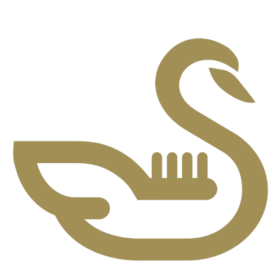Schwan Logo in goldener Farbe, minimalistisches Design