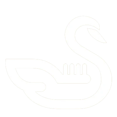 Weißer Schwan als minimalistisches Symbol auf schwarzem Hintergrund