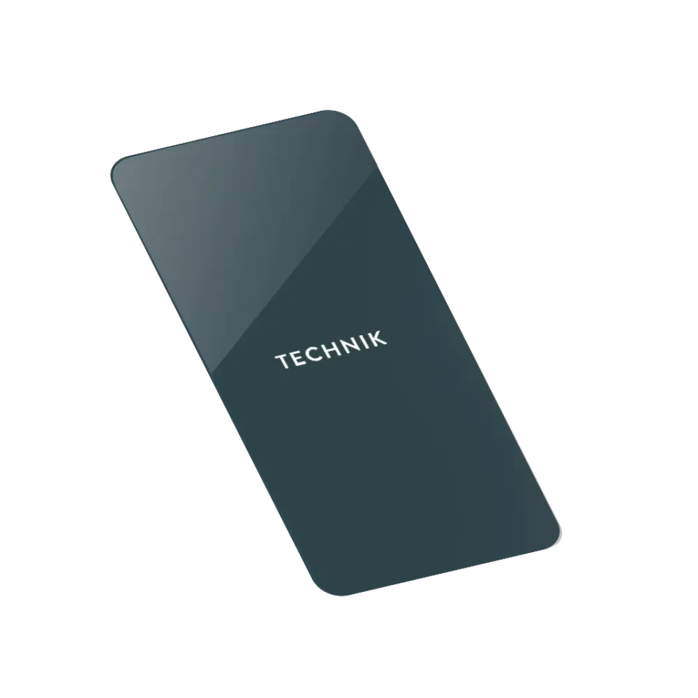 Abstrakte Darstellung eines Smartphones mit dem Wort 'Technik'