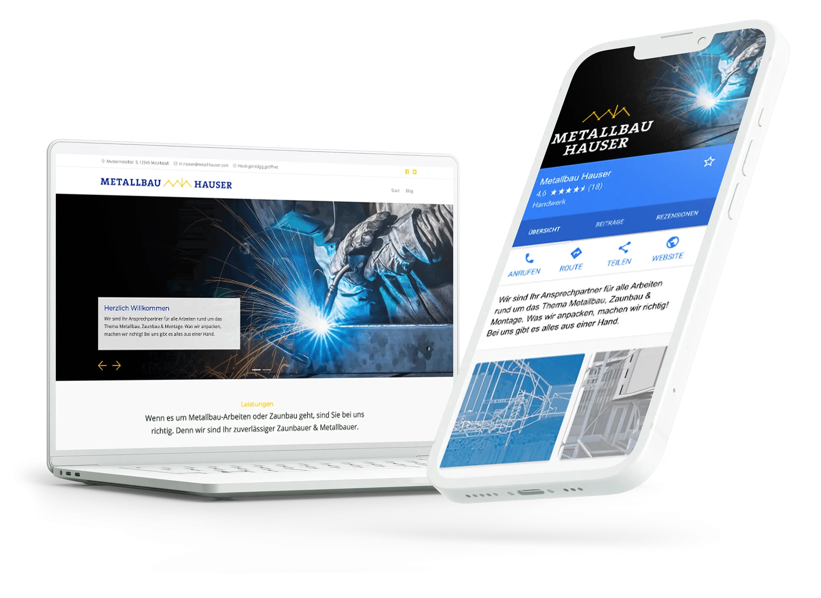 Metallbau Hauser Website und mobile Ansicht – moderner Internetauftritt für Metallbauunternehmen